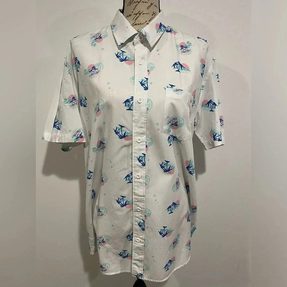 Tipsy Elves MEN'S GORILLA THRILLA HAWAIIAN SHIRT Surf White Blue Pink Size XL - Picture 1 of 10